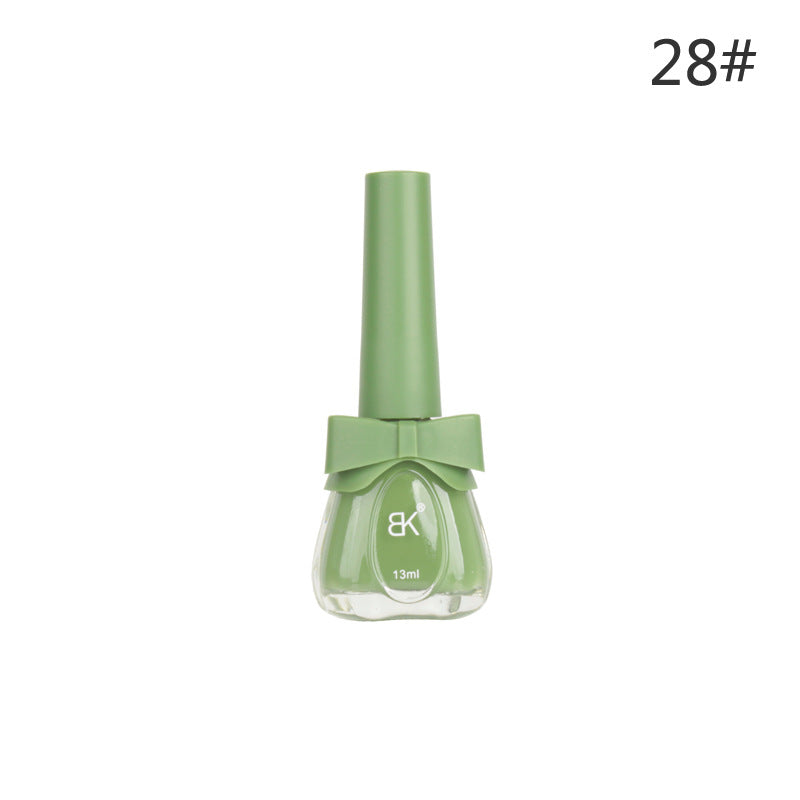 BK new bow seven-day water-based nail polish pure color free baking summer net red white macaron 13ml 