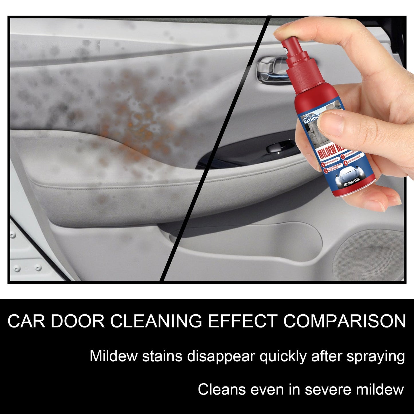 Rayhong car remover mold clean and maintenance car interior mats seat mats ស្ព្រាយ​បំបាត់​ផ្សិត​ក្នុង​រថយន្ត Rayhong 