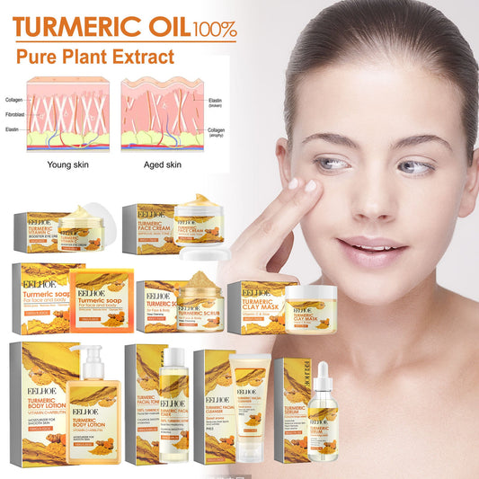 EELHOE Turmeric Skin Care Series Deep Cleansing Repairs Skin Barrier Hydration Moisturizing Whitening and Tender Skin 