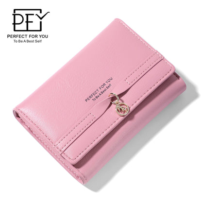 Simple and fashionable small fresh student three-fold niche wallet Japanese and Korean ladies' wallet with multiple card slots short wallet for women 