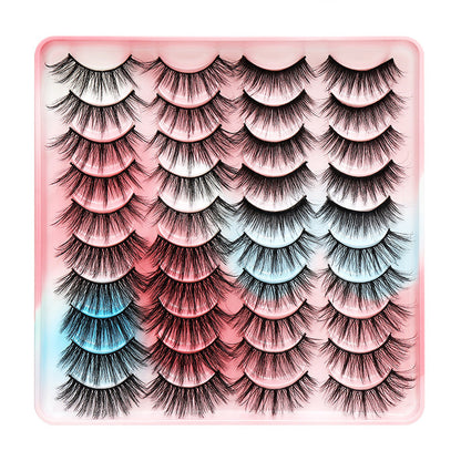 Dingsen false eyelashes factory cross-border stable supply 20 pairs of eyelashes set natural thick one-piece eyelashes