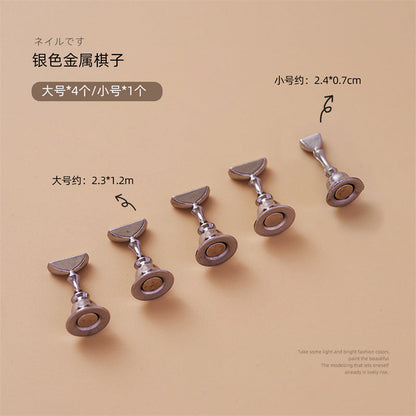 Japanese nail art magnet adsorption chessboard support practice nail support metal chess piece log display stand wear nail art base