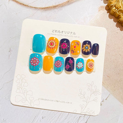 Children's nail stickers girls wear nails self-adhesive nail stickers cartoon cute princess false nail pieces embossed nail pieces