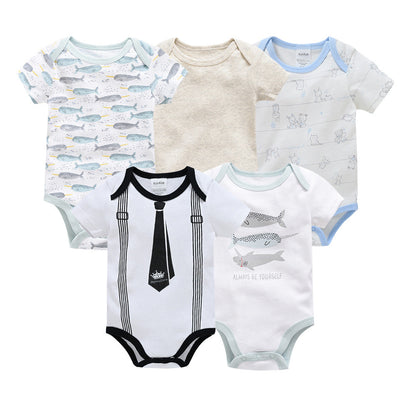 Spot wholesale cross-border baby jumpsuit 5-piece set short-sleeved hip-wrapped romper summer new ins girl clothes