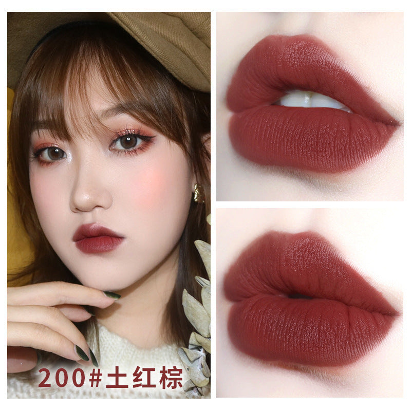 NOVO5266 fog velvet thin tube small gold bar lipstick ជាប់បានយូរ ផ្តល់សំណើមដល់បបូរមាត់ moisturizing matte Douyin same beauty makeup 