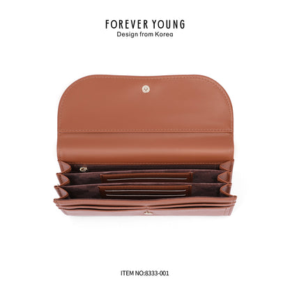 forever young Korean version large capacity PU new wallet ladies long mobile phone bag multi-card clutch bag 