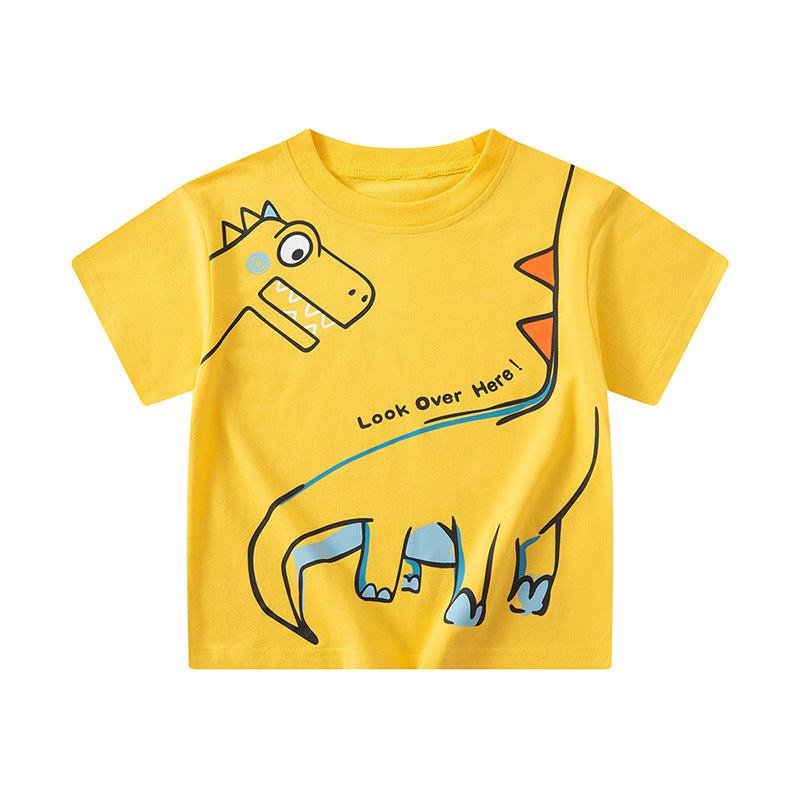 Cross-border children's clothing wholesale Korean version children's short-sleeved T-shirt summer new three-dimensional dinosaur baby clothes one piece delivery