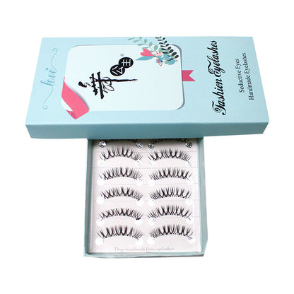 Dancing Princess False Eyelashes Factory Cross-border Supply Sharpened Eyelashes Women 10 Pairs Natural Style One-piece Eyelashes