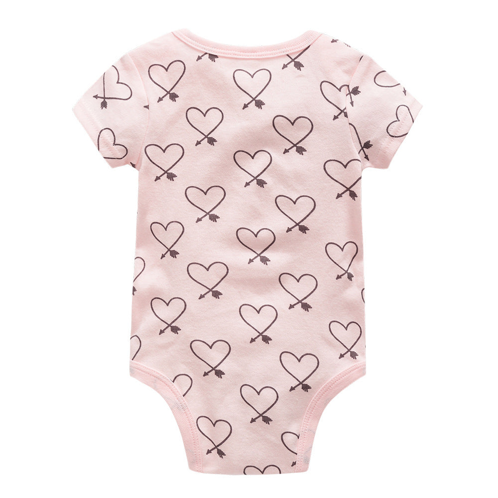 Baby bodysuit A-type ins style summer short-sleeved cartoon cute one-piece baby envelope collar romper four-piece set 