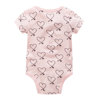 Baby bodysuit A-type ins style summer short-sleeved cartoon cute one-piece baby envelope collar romper four-piece set 