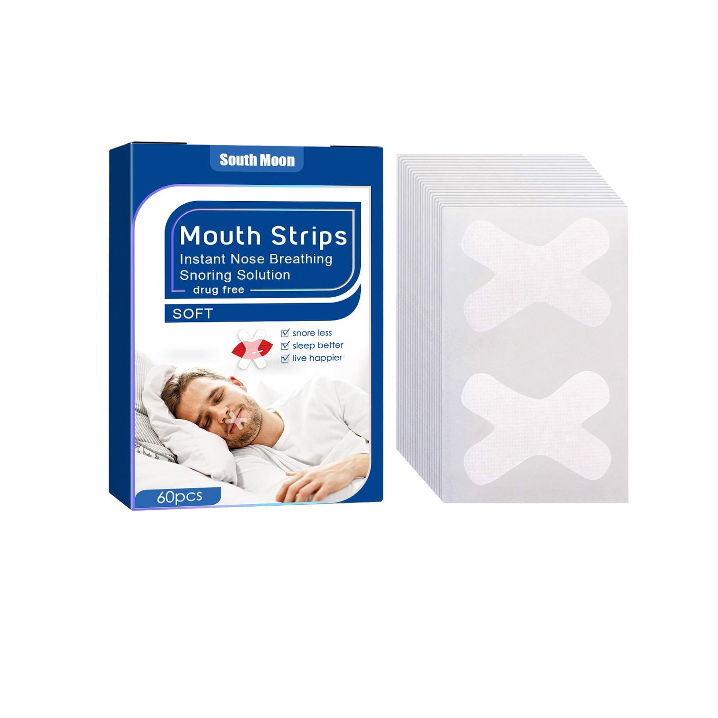 South Moon Anti-snoring Patch Closed Mouth Patch Adult Night Anti-snoring Patch Anti-snoring Breathing Patch for Sleeping with Open Mouth 