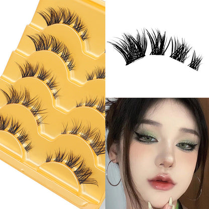 DINGSEN false eyelashes factory cross-border supply oblique flying fox eyelashes 5 pairs of segmented self-grafted eyelashes