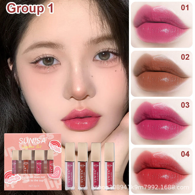 Cross-border exclusive liquid lip gloss lipstick set mini lip glaze for students non-fading non-stick lip gloss factory direct sales