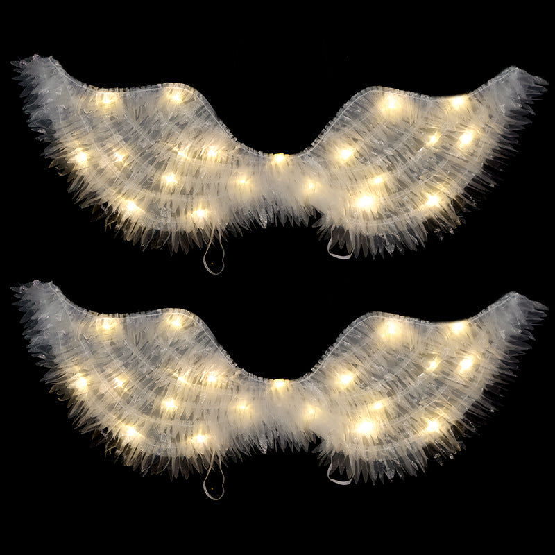 Girls luminous feather wings props girls elf angel wings Children's Day stage performance butterfly