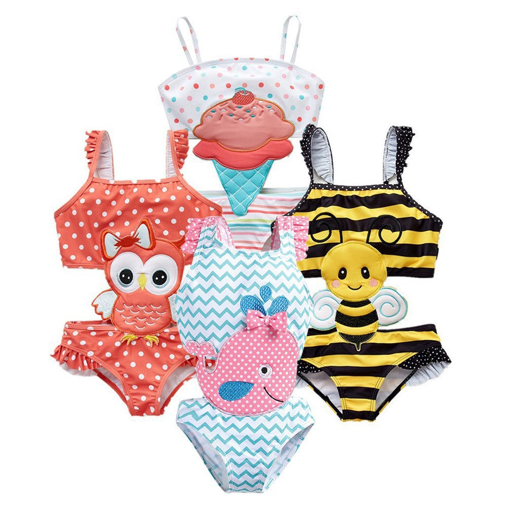 Children's swimsuit summer 2024 new arrivals for big kids and small kids whale cute baby cartoon girls one-piece swimsuit