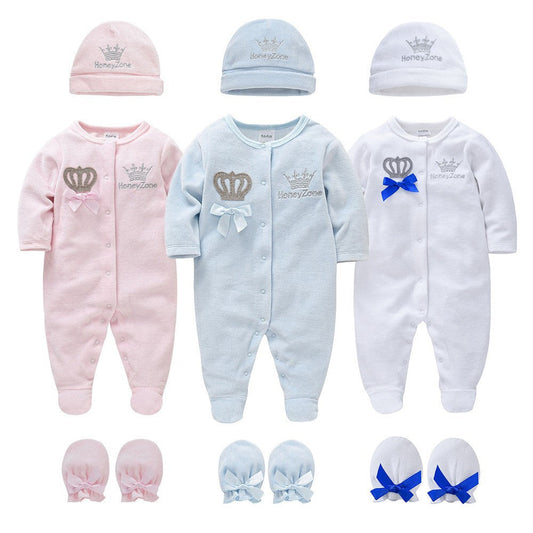 Amazon newborn clothes 3-piece set spring and autumn new arrival boy long-sleeved suit 0-1 year old baby jumpsuit cross-border