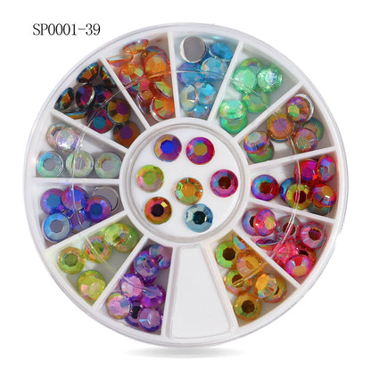 Cross-border nail art accessories nail flat bottom fantasy alloy diamond special-shaped white AB rhinestone accessories 12 grid turntable wholesale