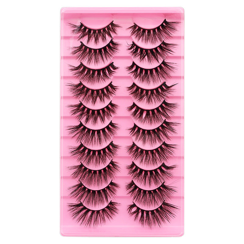 Dingsen cross-border false eyelashes factory 10 pairs of false eyelashes L natural thick curl