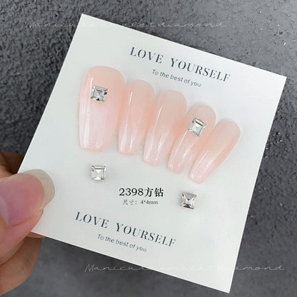 Nail Art K9 Jewelry Transparent Diamond Super Flash Crooked Heart Axe Diamond Water Drop Fat Square Butterfly White Diamond Nail Accessories Wholesale