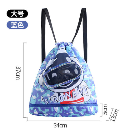 New children's swimming bag, dry and wet separation toiletry bag, swimming storage bag, beach storage drawstring backpack