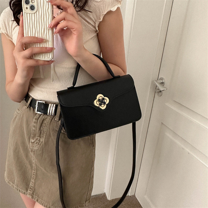 Solid color stylish handbag for women 2024 autumn new style casual fashion simple temperament one-shoulder crossbody small square bag 