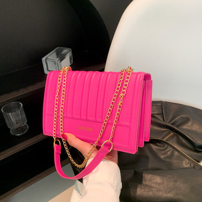 2024 autumn and winter new style bags for women, chain, simple small square bag, casual commuting shoulder bag, fashionable trend messenger bag 