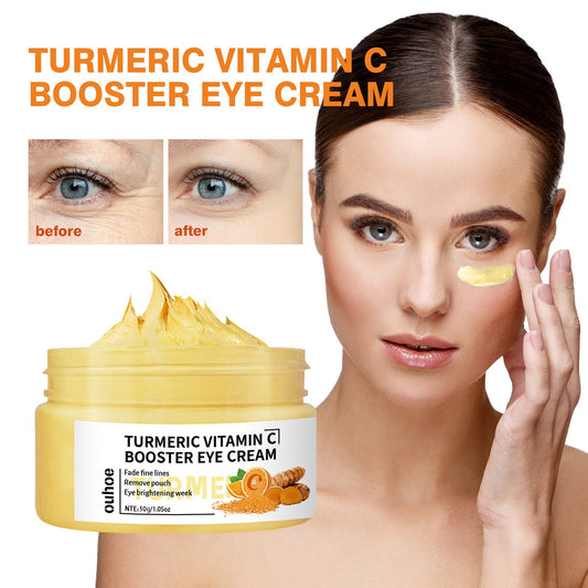 OUHOE Turmeric Vitamin C Repair Eye Cream Lightens Eye Bags and Dark Circles Improves Eye Fine Lines Moisturizing Eye Cream 