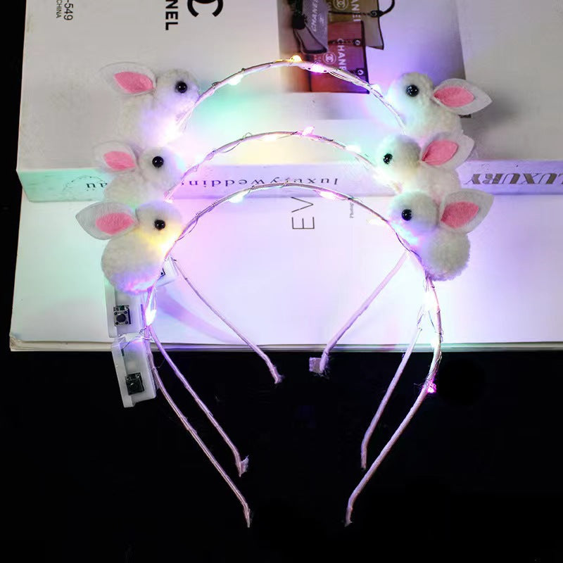 Internet celebrity new style rabbit luminous headband New Year rabbit year little rabbit headband flashing headdress push scan code small gift