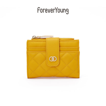 forever young women's wallet ins high-end short wallet simple fashion coin purse pu card bag 