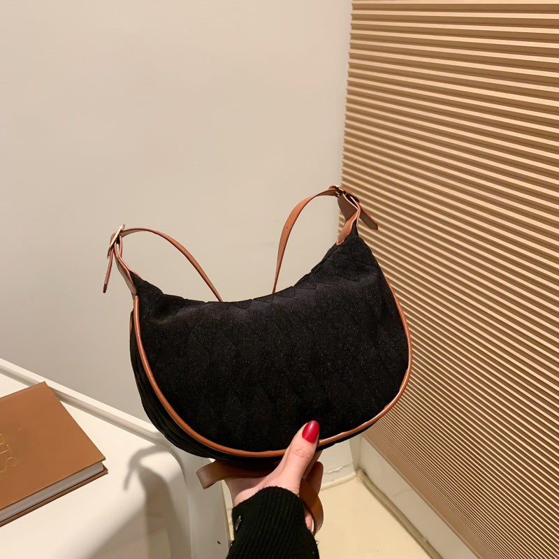 Simple popular commuting retro diamond lattice dumpling bag female 2024 autumn new casual fashion leisure crossbody small bag 