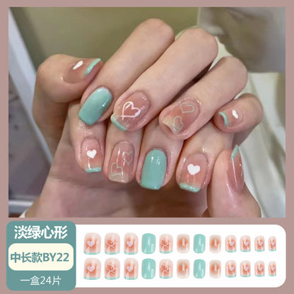 Nail art wearable nail wholesale Xiaohongshu hot short ice transparent bare skin gilded broken diamond finished nail piece nail patch