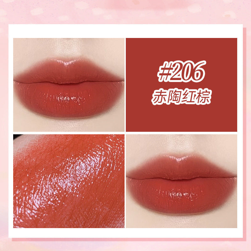 NOVO silky color-holding lipstick is translucent and light in autumn and winter. Retro terracotta red brown whitening moisturizing lipstick wholesale 