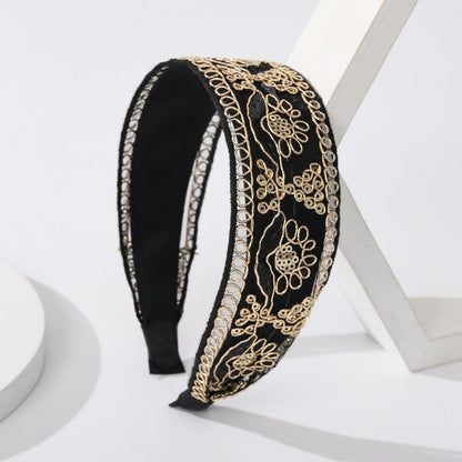 European and American new French knotted embroidery headband female retro simple headband high skull cave hair accessories hairpin wholesale