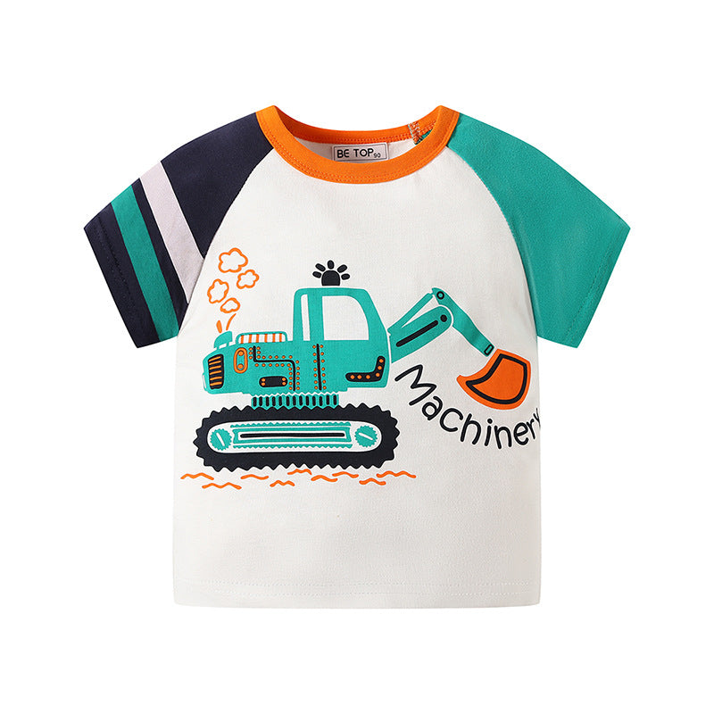 Summer clothes for boys short-sleeved T-shirts be top children's clothing with sleeves small and medium-sized children's summer pure cotton children's one-piece delivery