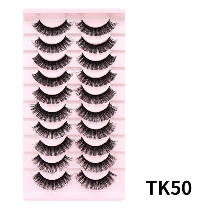 DINGSEN false eyelashes factory cross-border stable supply 10 pairs of DD holiday eyelashes Russian curling set