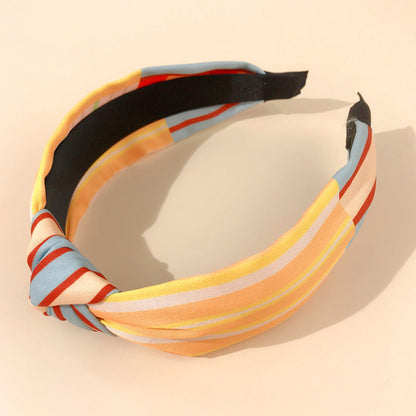 2024 new style headband for women European and American retro ethnic style knotted head buckle striped color matching wide-brimmed French headband