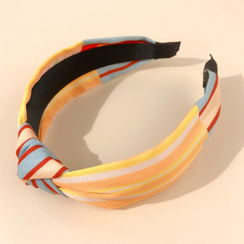 Factory direct sales cross-border new products knotted headband European and American Bohemian ethnic style striped hair cave headband hair accessories for women