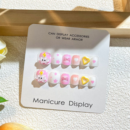 Children's nail stickers nail stickers nail art full stickers wear waterproof safety cartoon finger point drilling nail stickers