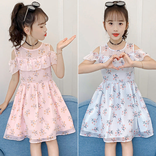 Girls summer dress 2024 new children's floral thin princess dress middle and large children Korean style western style dress