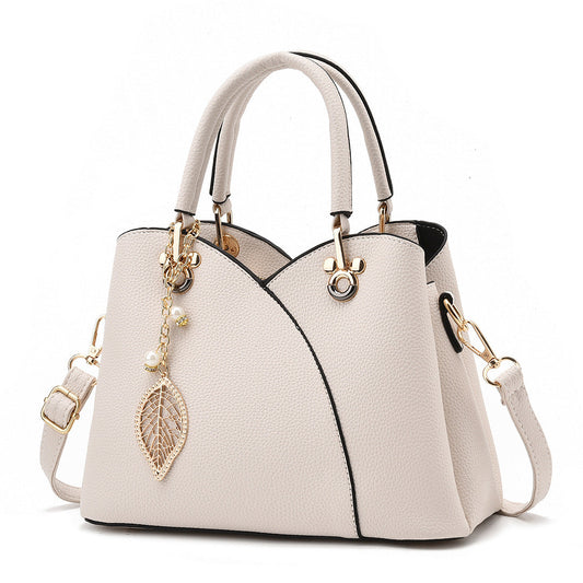 2024 new style ladies' bags, fashionable and versatile, trendy solid color stitching, soft leather handbag, messenger bag 