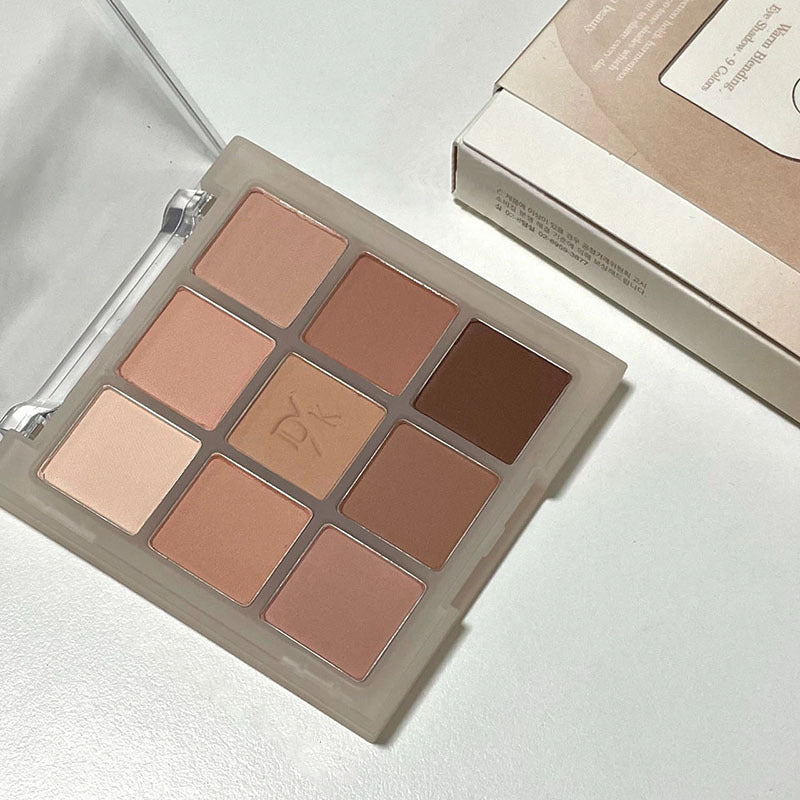 DIKALU transparent nine-color acrylic eyeshadow palette pearlescent matte cross-border nine-square eyeshadow milk tea nude color series