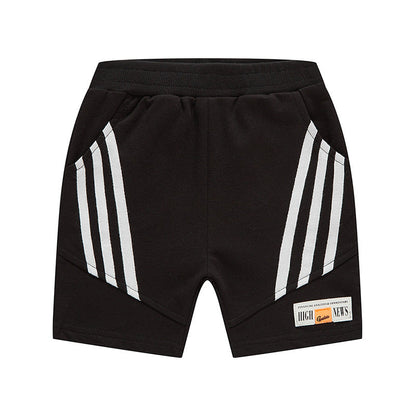 Boys casual sports shorts summer 2024 new children's clothing pure summer children's pants three-bar clause children's shorts