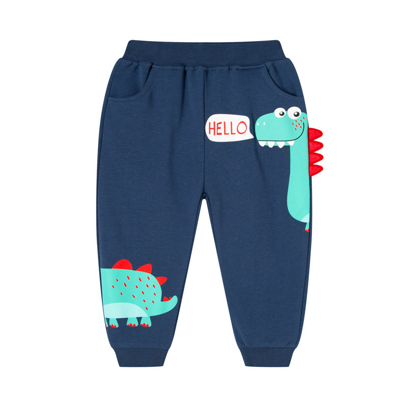 2024 new Korean version children's autumn casual trousers cartoon sports trousers boys knitted sweatpants one piece delivery