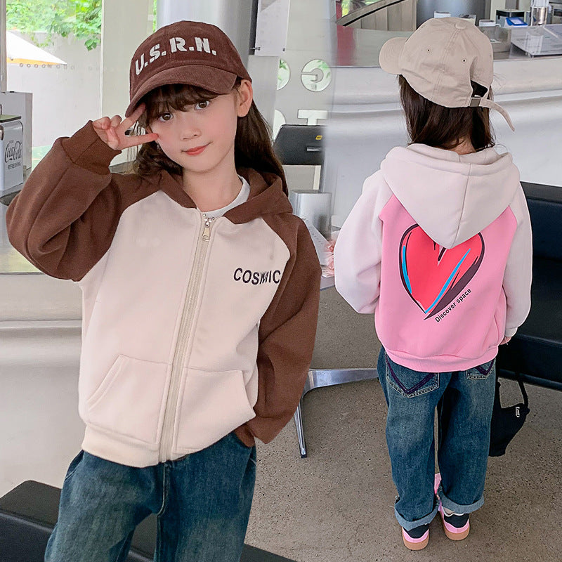 2024 new autumn and winter clothes for boys and girls Korean style casual jackets stylish hooded thickened sweatshirts for middle and large children jackets