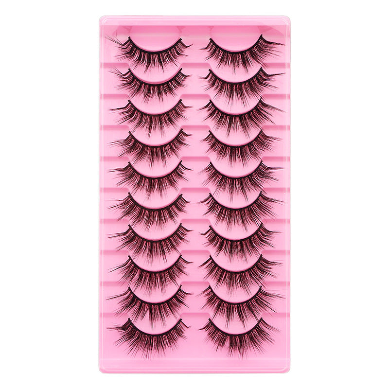 Dingsen cross-border false eyelashes factory 10 pairs of false eyelashes L natural thick curl