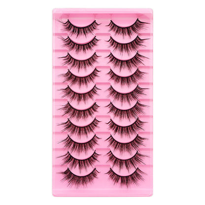 Dingsen cross-border false eyelashes factory 10 pairs of false eyelashes L natural thick curl