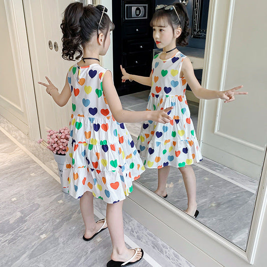 Girls summer vest dress 2024 new style children's cotton dress sleeveless princess dress Korean version suspender skirt