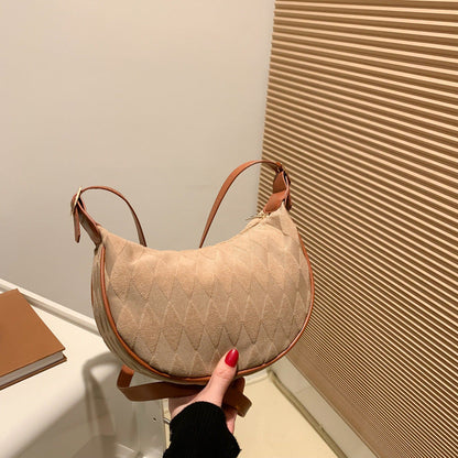 Simple popular commuting retro diamond lattice dumpling bag female 2024 autumn new casual fashion leisure crossbody small bag 