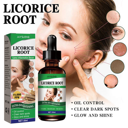 Jaysuing Licorice Facial Essence reduces wrinkles, acne marks, blackheads, moisturizes and brightens the skin 