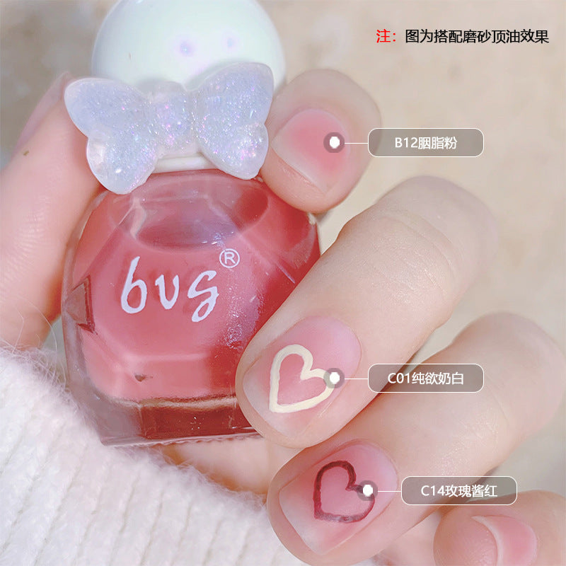 BVG new water-based nail polish small diamond nail polish ice transparent multi-color nail polish free baking tearable novice 10ml